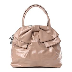 Valentino Lacca Bow Dome Satchel.  Nude patent leather.